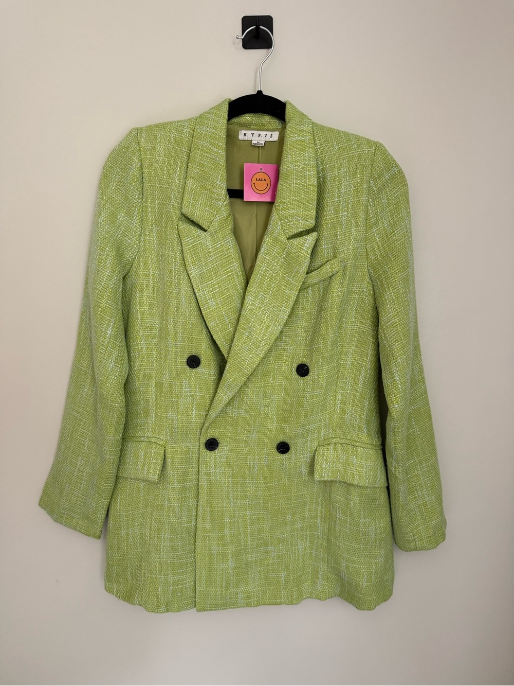HYFVE Lime Green Textured Double Breasted Blazer 🍋✨